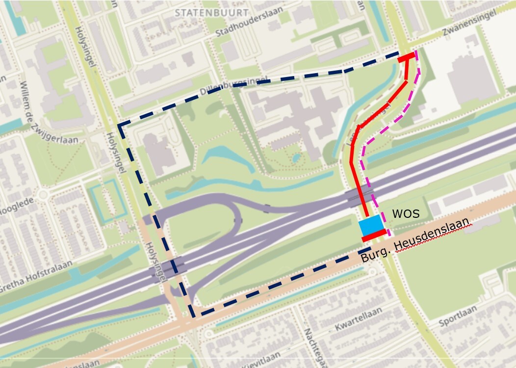 Kaartje afsluiting deel Lepelaarsingel Vlaardingen