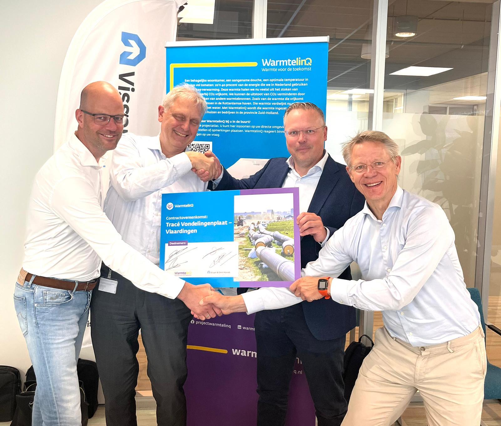 Maarten Meijler Visser & Smit Hanab, Rob Beukeboom Gasunie, Guus de Vries Visser & Smit Hanab en Tako Keja WarmtelinQ