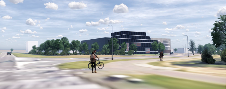Buitenaanzicht impressie pompstation Delft van WarmtelinQ