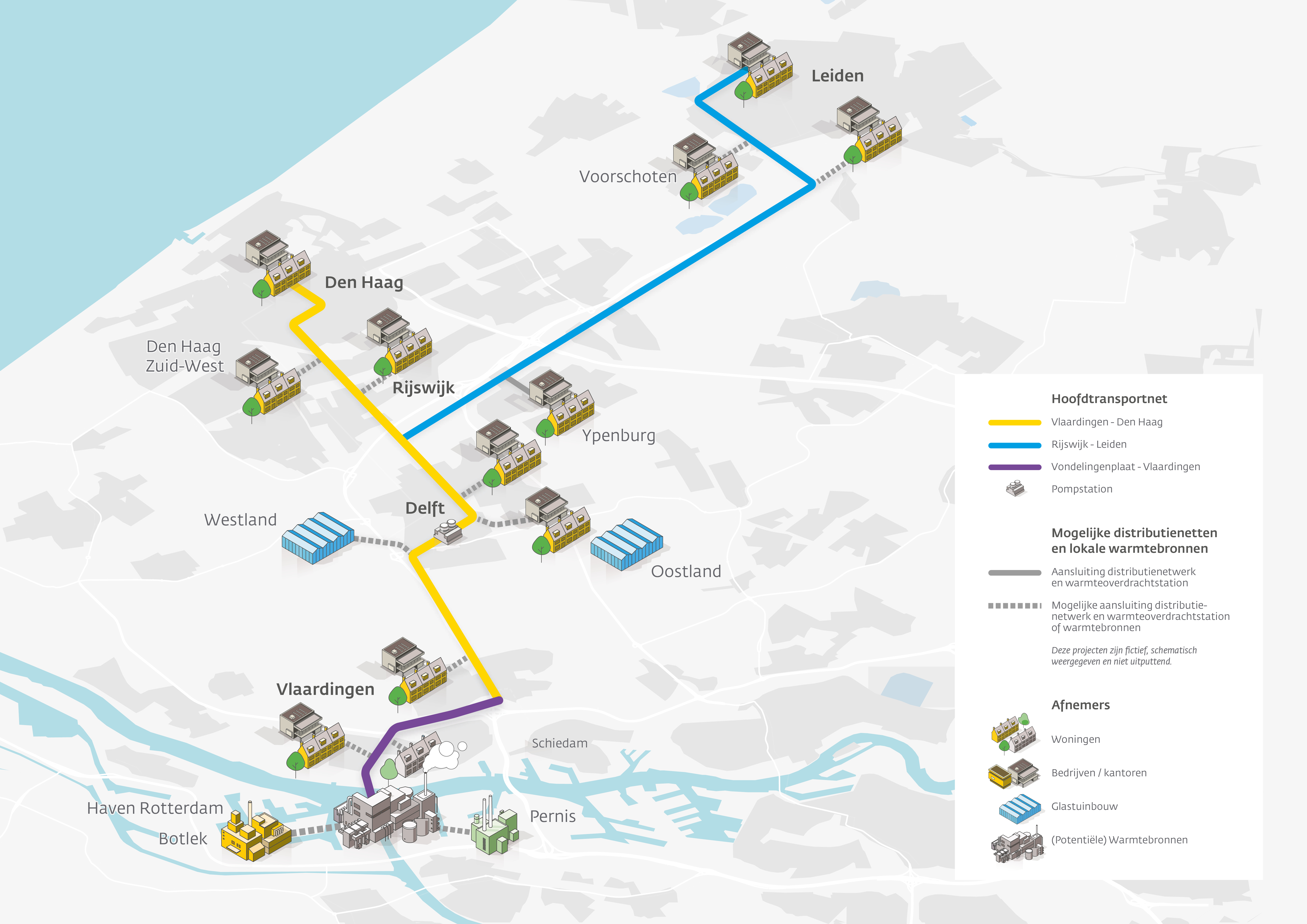 Overzichtskaart Zuid-Holland WarmtelinQ warmtetransport